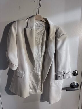 Zara Cream Open-Front Blazer Jacket